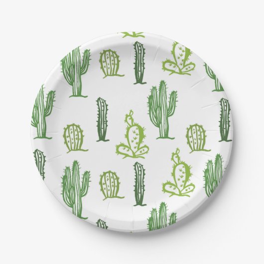 Cute Succulent Lovely Green Cactus Paper Borden Papieren Bordje (Voorkant)