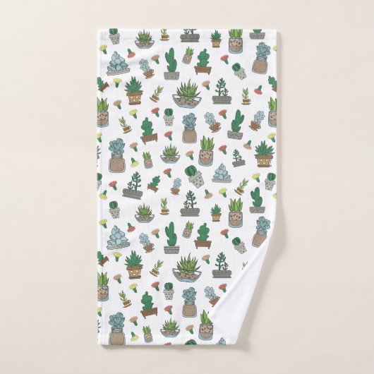 Cute Succulent Potent Planten Pattern Bad Handdoek (Handdoek)