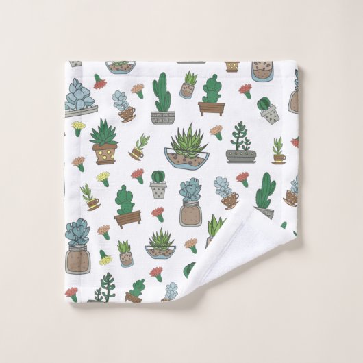 Cute Succulent Potent Planten Pattern Bad Handdoek (Wasdoekje)