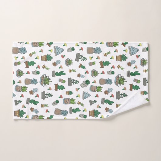 Cute Succulent Potent Planten Pattern Bad Handdoek (Handdoek)
