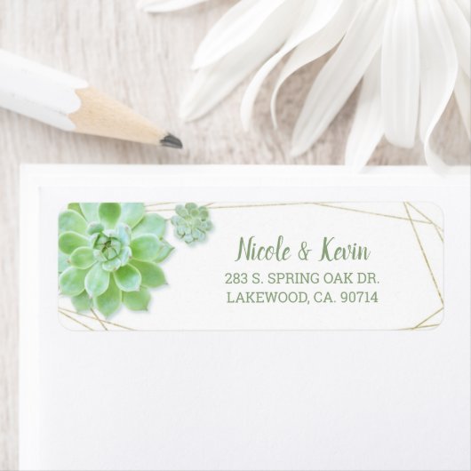 Cute Succulents Wedding Return Address Etiket (Insitu)