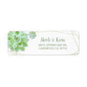 Cute Succulents Wedding Return Address Etiket (Voorkant)