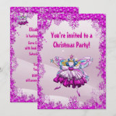 Cute Sugar Plum Fairy & Sequins kerstparty Kaart (Voorkant / Achterkant)