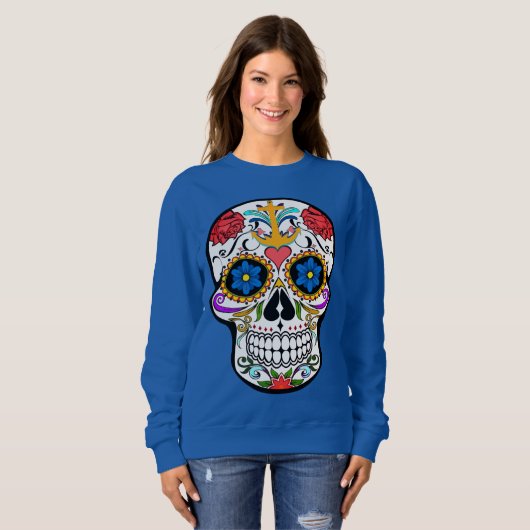 Cute Sugar Skull anchor roos coole sweater (Voorkant volledig)
