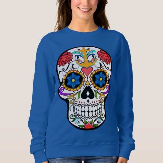 Cute Sugar Skull anchor roos coole sweater (Voorkant)