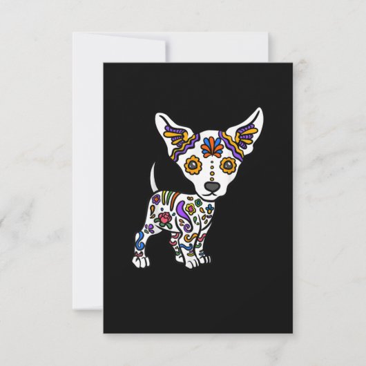 Cute Sugar Skull Chihuahua RSVP Kaartje (Voorkant)