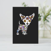 Cute Sugar Skull Chihuahua RSVP Kaartje (Staand voorkant)