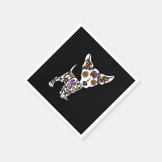 cute sugar skull chihuahua servet (Hoek)