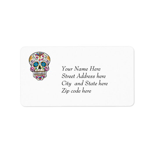 Cute Sugar Skull Happy Day of the Dead Etiket (Voorkant)