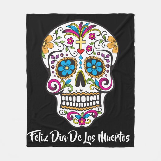 Cute Sugar Skull Happy Day of the Dead Fleece Deken (Voorkant)