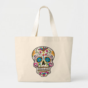 Cute Sugar Skull Happy Day of the Dead Grote Tote Bag