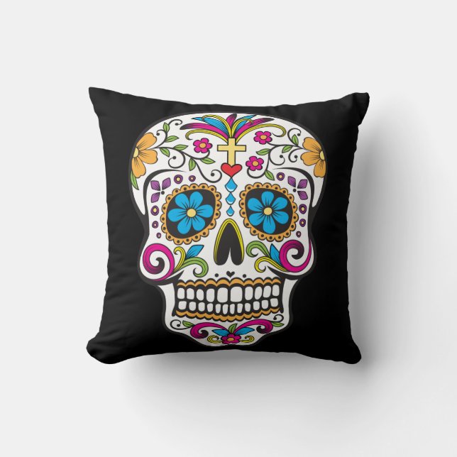 Cute Sugar Skull Happy Day of the Dead Kussen (Voorkant)