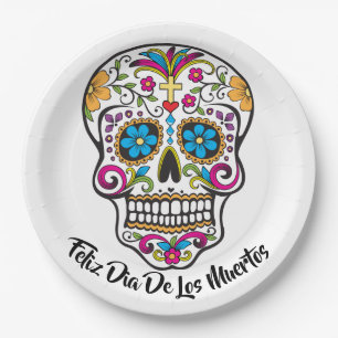 Cute Sugar Skull Happy Day of the Dead Papieren Bordje