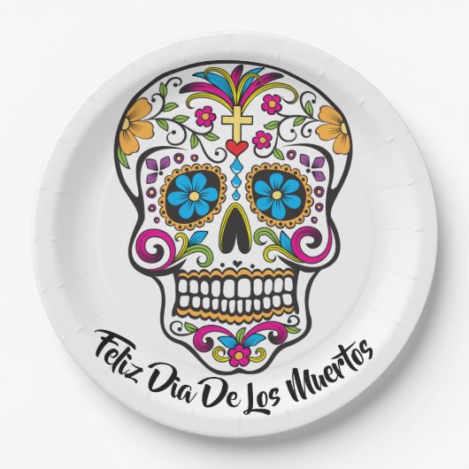 Cute Sugar Skull Happy Day of the Dead Papieren Bordje (Voorkant)