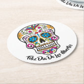 Cute Sugar Skull Happy Day of the Dead Ronde Kartonnen Onderzetter (Gebogen)