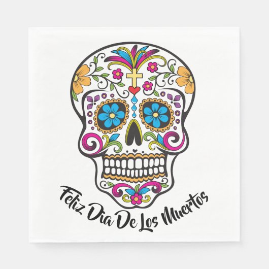 Cute Sugar Skull Happy Day of the Dead Servet (Voorkant)