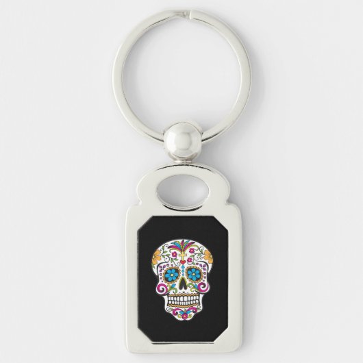 Cute Sugar Skull Happy Day of the Dead Sleutelhanger (Voorkant)