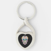 Cute Sugar Skull Happy Day of the Dead Sleutelhanger (Voorkant)