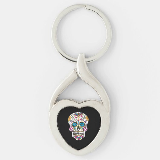 Cute Sugar Skull Happy Day of the Dead Sleutelhanger (Voorkant)