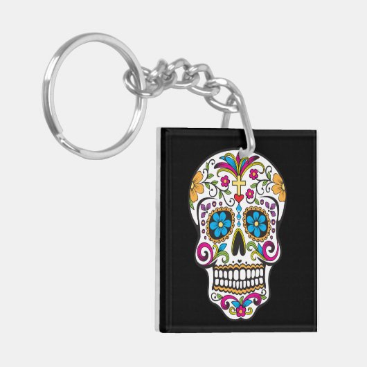 Cute Sugar Skull Happy Day of the Dead Sleutelhanger (Voorkant Links)