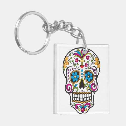 Cute Sugar Skull Happy Day of the Dead Sleutelhanger (Voorkant Links)