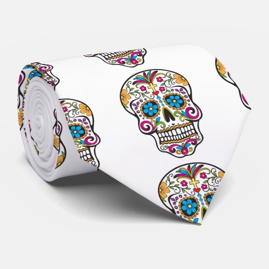 Cute Sugar Skull Happy Day of the Dead Stropdas (Opgerold)