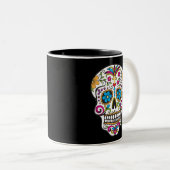 Cute Sugar Skull Happy Day of the Dead Tweekleurige Koffiemok (Voorkant rechts)
