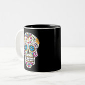 Cute Sugar Skull Happy Day of the Dead Tweekleurige Koffiemok (Voorkant links)