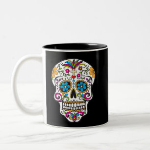 Cute Sugar Skull Happy Day of the Dead Tweekleurige Koffiemok
