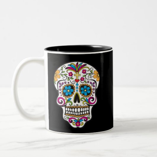 Cute Sugar Skull Happy Day of the Dead Tweekleurige Koffiemok (Links)