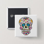 Cute Sugar Skull Happy Day of the Dead Vierkante Button 5,1 Cm (Voorkant /achterkant)