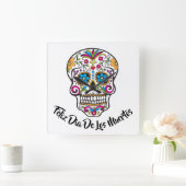 Cute Sugar Skull Happy Day of the Dead Vierkante Klok (Huis)