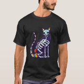 Cute Sugar Skull Mexican Cat Halloween Day of Dead T-shirt (Voorkant)