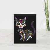 Cute Sugar Skull Mexican Cat Halloween Day of the Kaart (Voorkant)