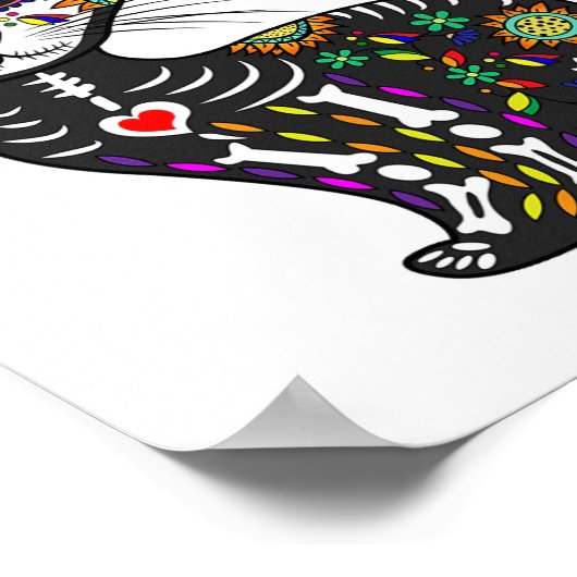 Cute Sugar Skull Mexican Cat Halloween Day of the Poster (Hoek)