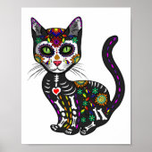 Cute Sugar Skull Mexican Cat Halloween Day of the Poster (Voorkant)
