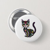 Cute Sugar Skull Mexican Cat Halloween Day of the Ronde Button 5,7 Cm (Voorkant /achterkant)