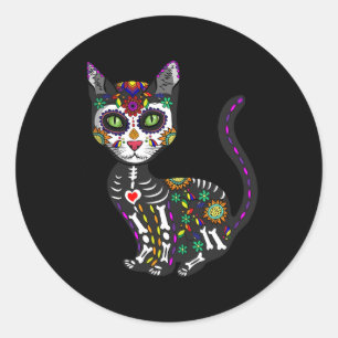 Cute Sugar Skull Mexican Cat Halloween Day of the Ronde Sticker