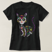 Cute Sugar Skull Mexican Cat Halloween Day of the T-shirt (Design voorkant)