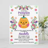 Cute Sugar Skull Pumpkin Halloween Baby shower Kaart (Staand voorkant)