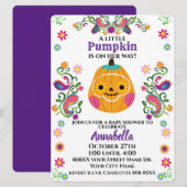 Cute Sugar Skull Pumpkin Halloween Baby shower Kaart (Voorkant / Achterkant)
