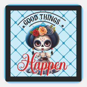 Cute Sugar Skull Vierkante Sticker