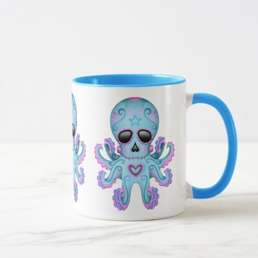 Cute Sugar Skull Zombie Octopus - Blauw Mok (Rechts)