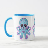 Cute Sugar Skull Zombie Octopus - Blauw Mok (Links)