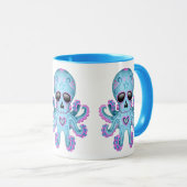 Cute Sugar Skull Zombie Octopus - Blauw Mok (Voorkant rechts)