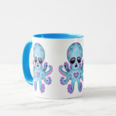 Cute Sugar Skull Zombie Octopus - Blauw Mok (Voorkant links)