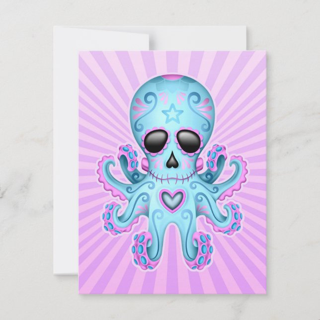 Cute Sugar Skull Zombie Octopus - Blue Paars (Voorkant)