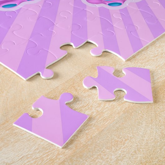 Cute Sugar Skull Zombie Octopus - Blue Paars Legpuzzel (Zijkant)