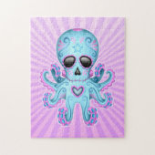 Cute Sugar Skull Zombie Octopus - Blue Paars Legpuzzel (Verticaal)
