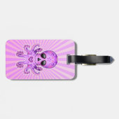 Cute Sugar Skull Zombie Octopus - Paars Bagagelabel (Achterkant horizontaal)